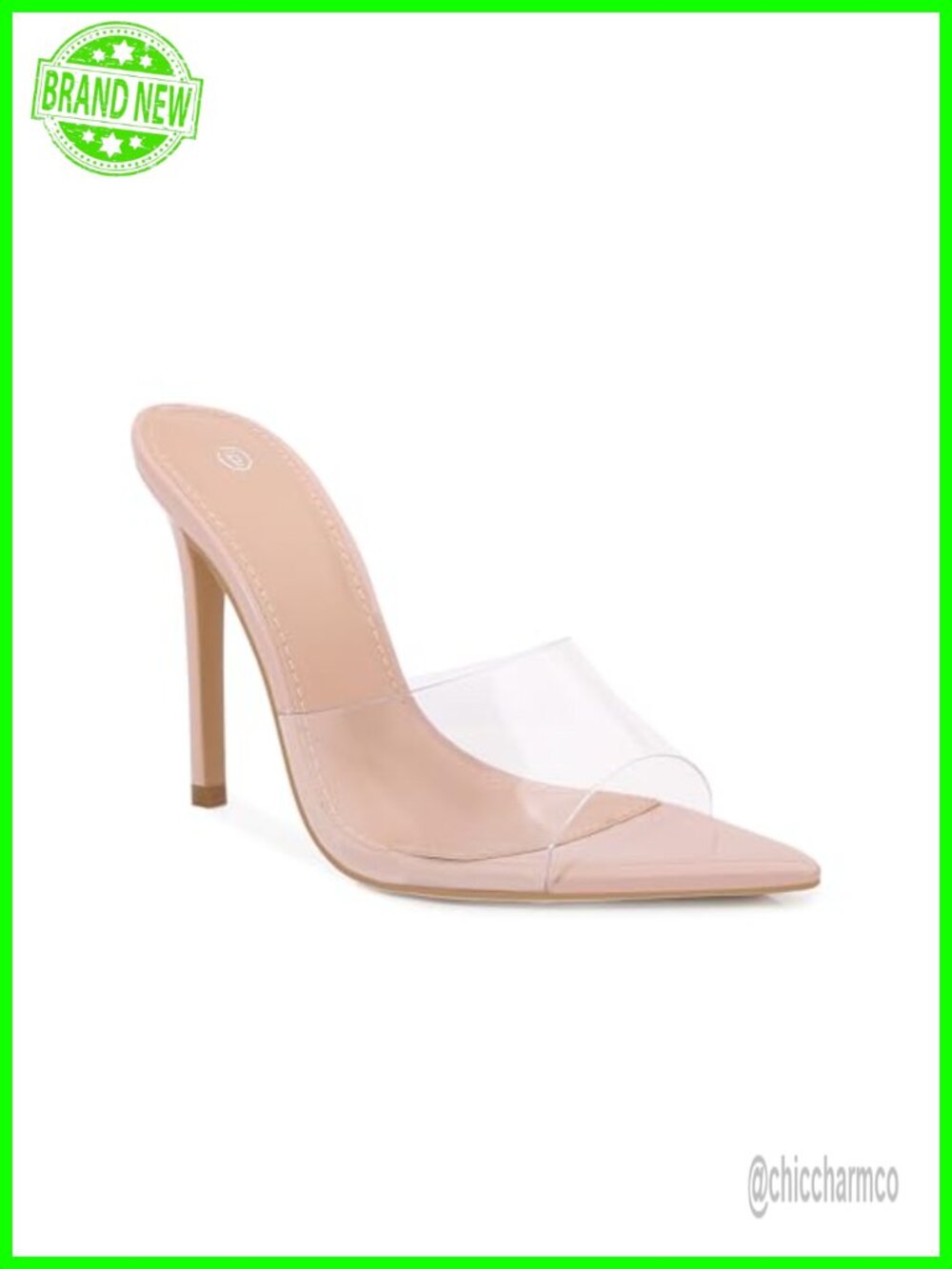 Clear Pointed Toe Stiletto Heels Slip on Mules 4in Heel